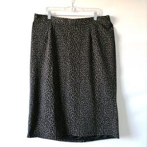 Maggie Barres Womens Black Back Slit Size Zip Leopard A-Line Skirt Size 1X